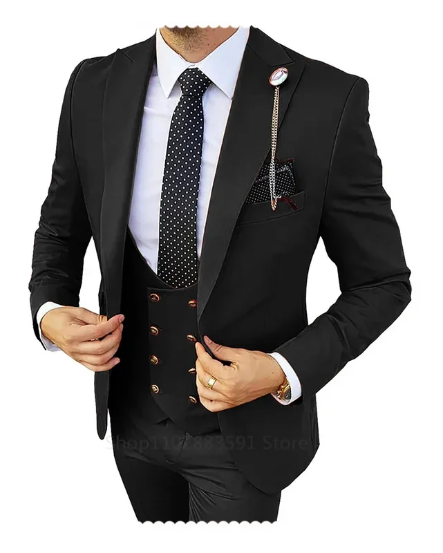 Costume de Mariage Formel 3 Pièces pour Homme, Smoking de Marié Imbibé, Coupe Cintrée, Tenue d'Affaires, Champagne, Zone Me (Blazer + Pantalon + Glasure)
