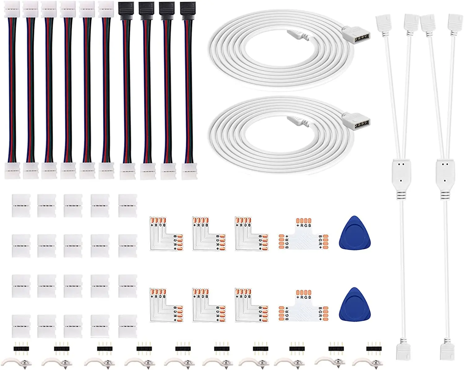 

RGB LED Light Connectors Kit Includes 5050 LED Connectors L Shape for Strip Lights 4Pin 10mm Splitter LED Cable Wire Extension