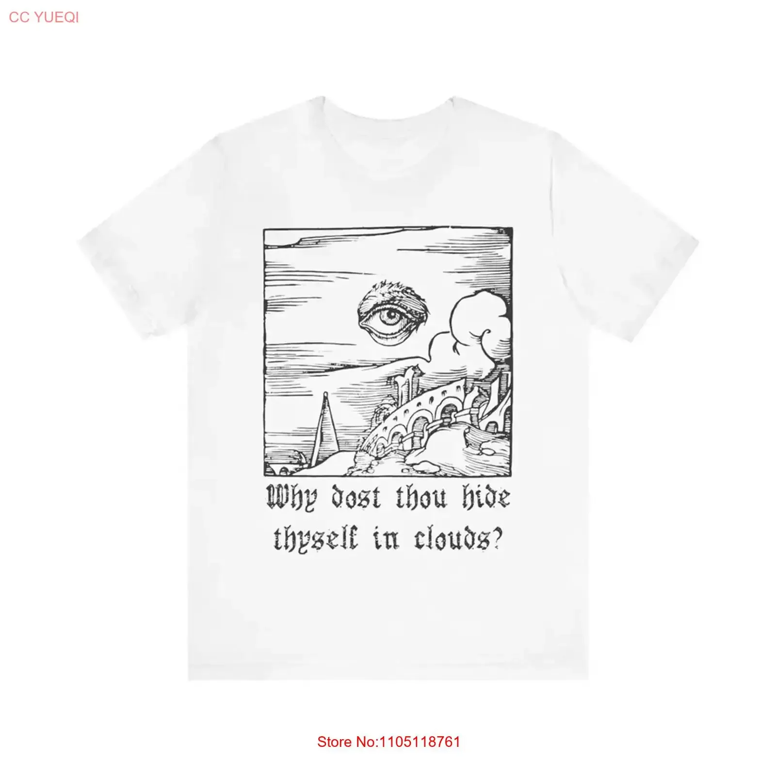 Why dost thou hide thyself in clouds William Blake T Shirt Eye of God tee vintage Washed designer clothes streetwear Casual