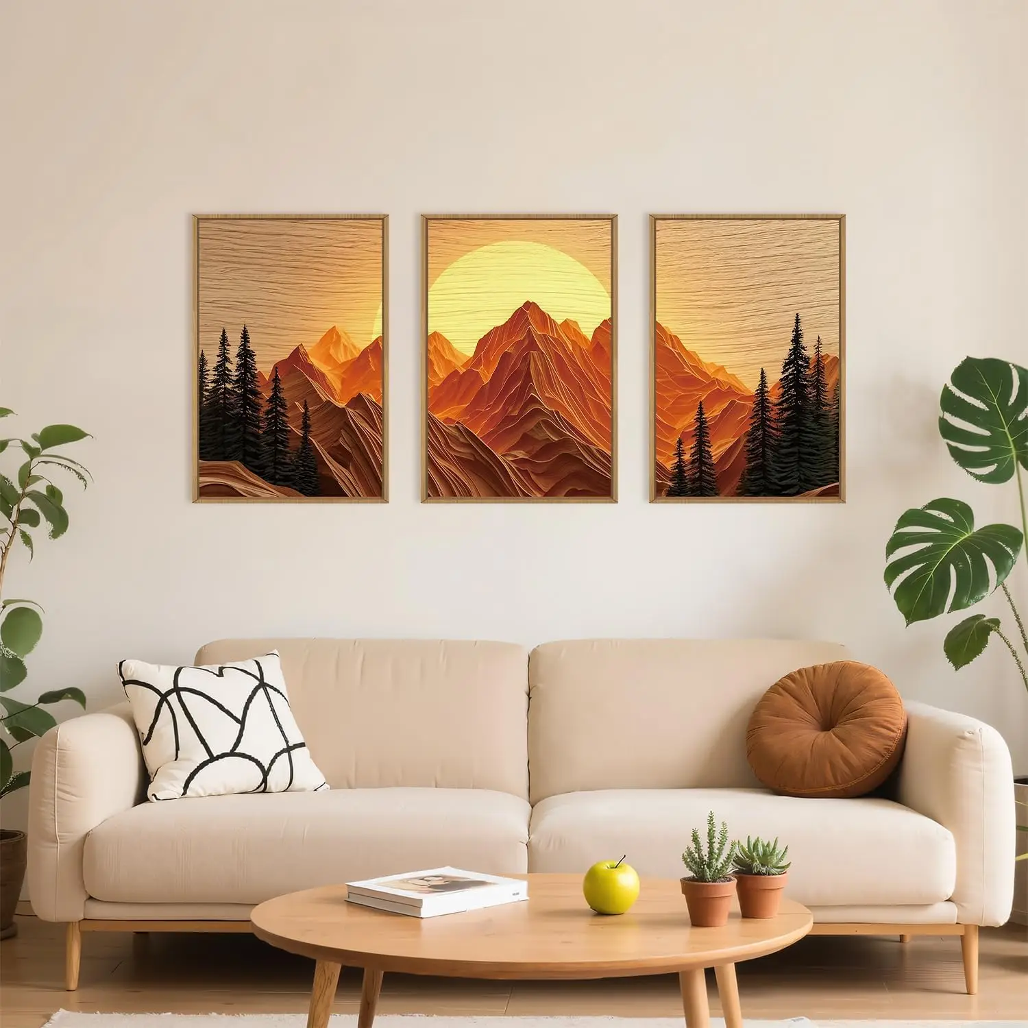 

3pcs/Set Canvas Wall Art Abstract Ridge Sun Painting Bohemian Sunset Landscape Wall Home Decoration Modern Natural Art Printing