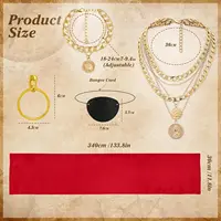 Pirate Costume Accessories Set for Men Women Renaissance Pirate Headband Bandana Belt Necklace, Halloween Cosplay Dress Up Pirate Pirate Accessories 2