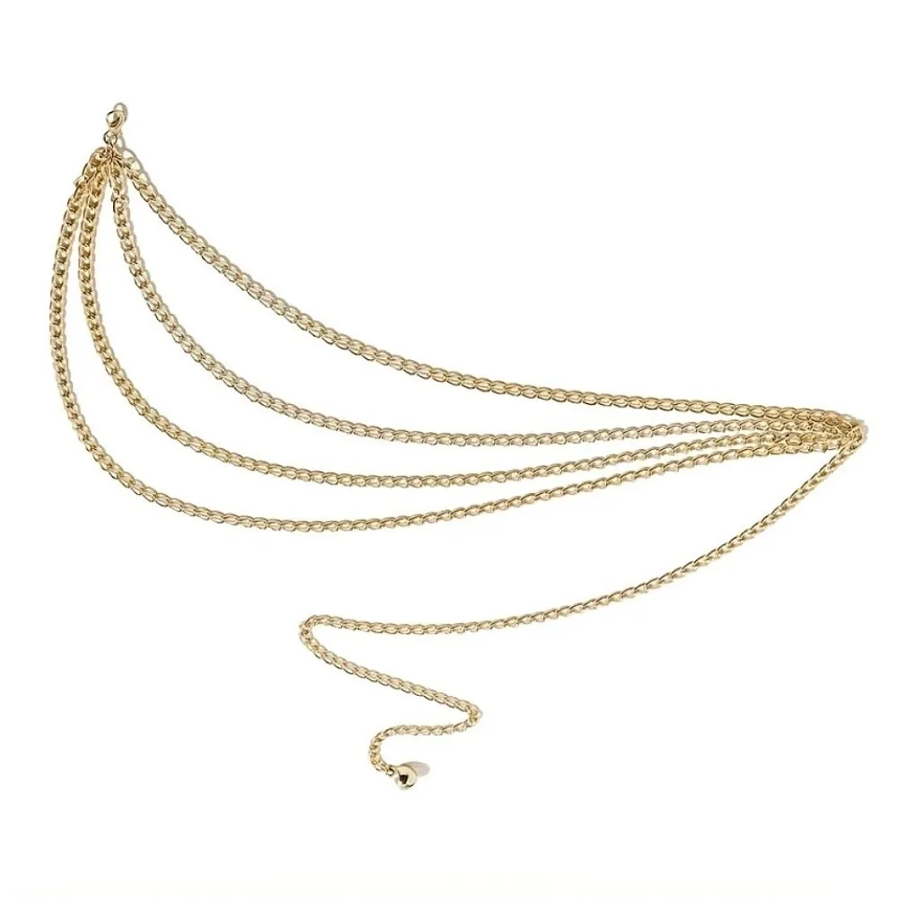 Trendy Vintage Women's Waist Chain Multi layer Gold Silver Hip Hop Waist Chain Metal Punk Jeans Chain Belt for Women