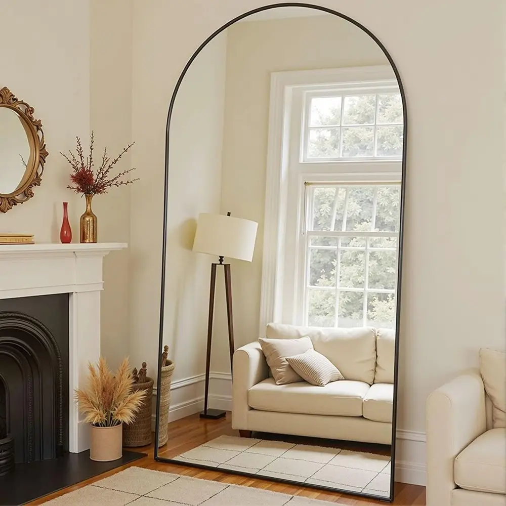 

81''x41'' Oversized ull Length Mirr, Arched loor Mirror with Stand, ull Body Large Standing Mirror/Leaning/Hanging Wall Mounted