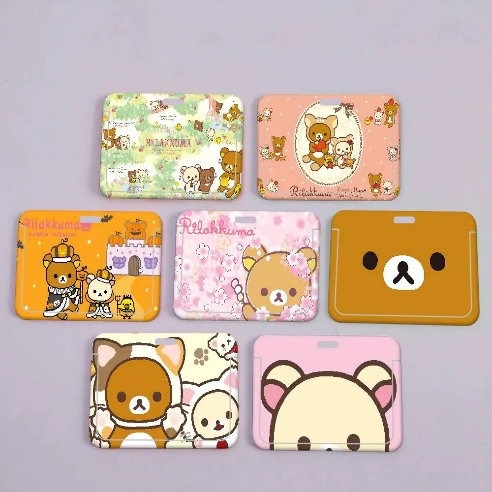 Funda Clásica Popular R-rilakkuma para Tarjetas, Linda Funda Unisex con Cordón para Mujer, Porta Tarjetas de Identificación Laboral, Porta Credenciales de Trabajo