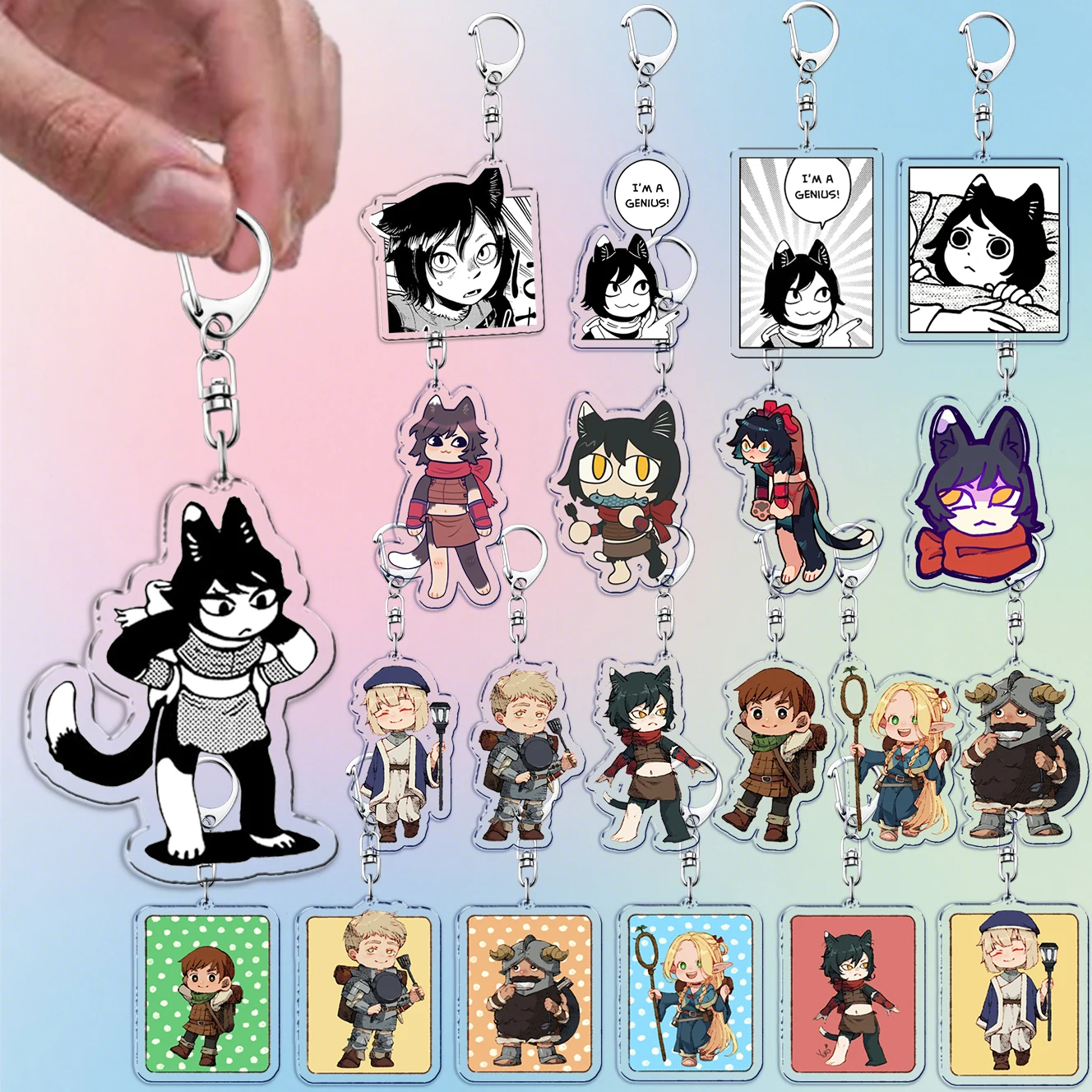 Cute Cartoon Izutsumi Keychain Accessories Bag Charms Dungeon Meshii Cat Anime Manga Keyrings Jewelry Fans Freinds Gift