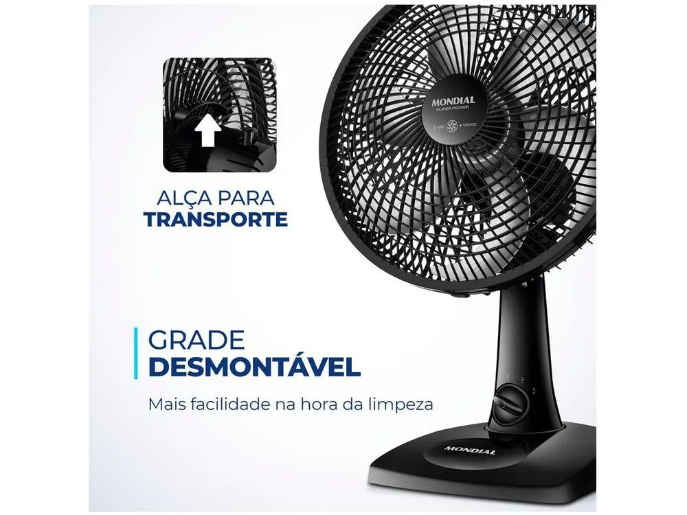 Ventilador Mondial Super Power 30cm 6 Pas 3 Velocidades 60W - 220V