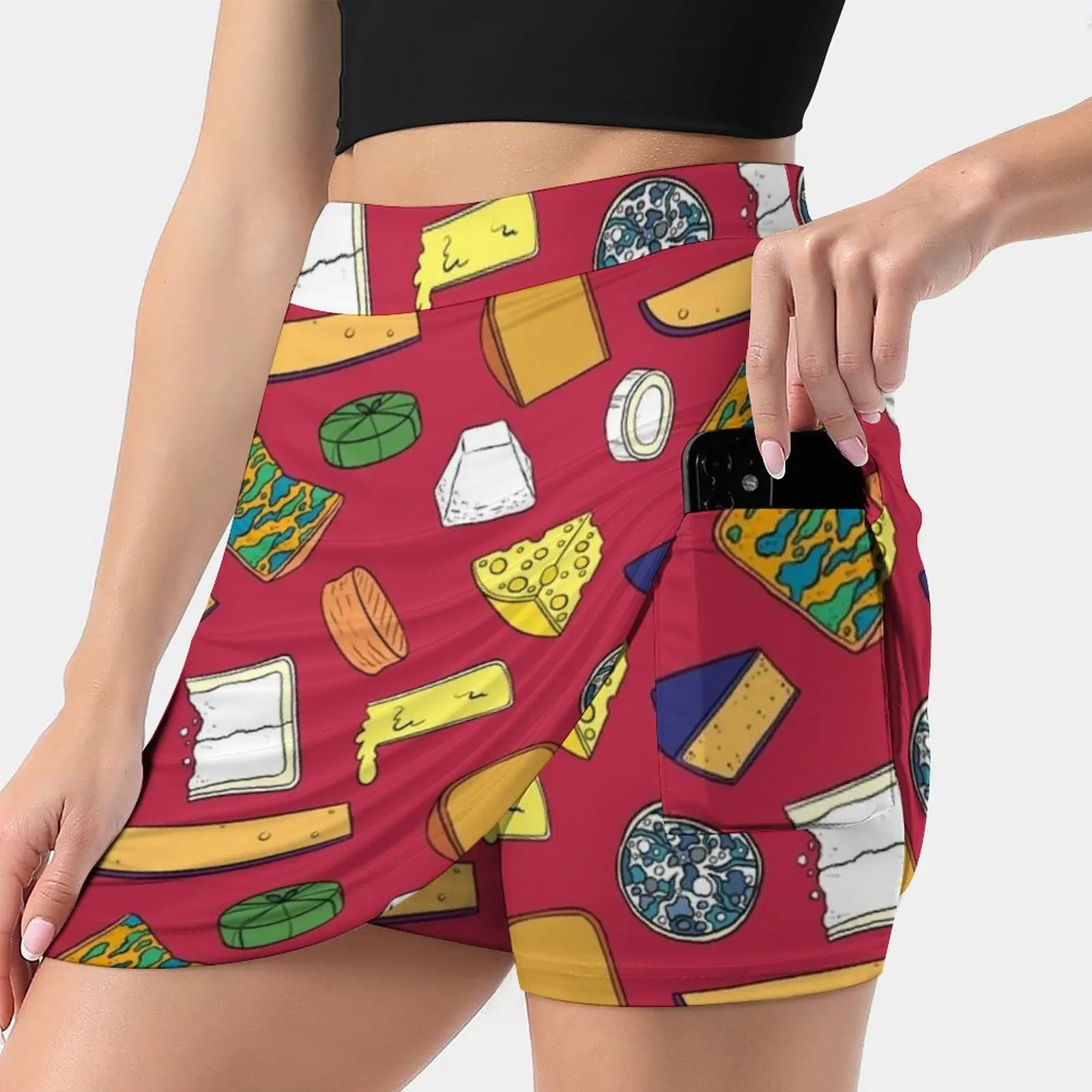 Cheese Women's skirt Sport Skort Skirt With Pocket Fashion Korean Style Skirt 4Xl Skirts Cheese Fromage Food Cheddar Swiss Blue