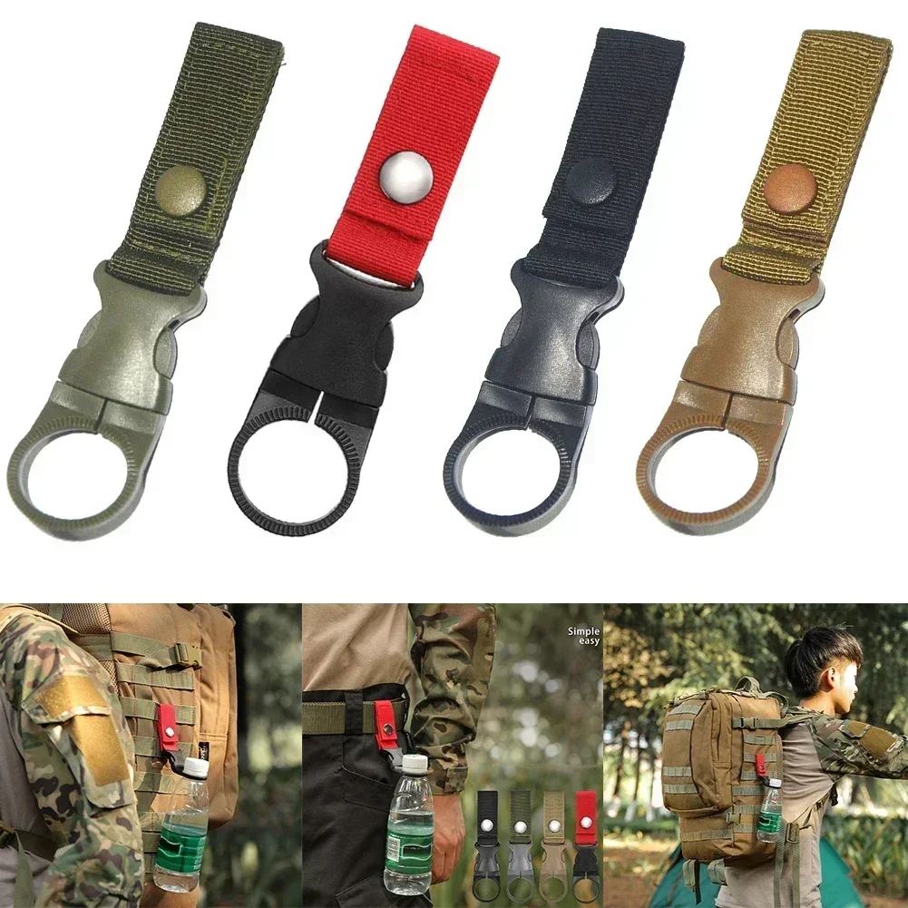 Suporte de garrafa clipe cabide ganchos acampamento garrafa de água fivela titular náilon webbing mochila garrafa de água cabide para caminhadas ao ar livre