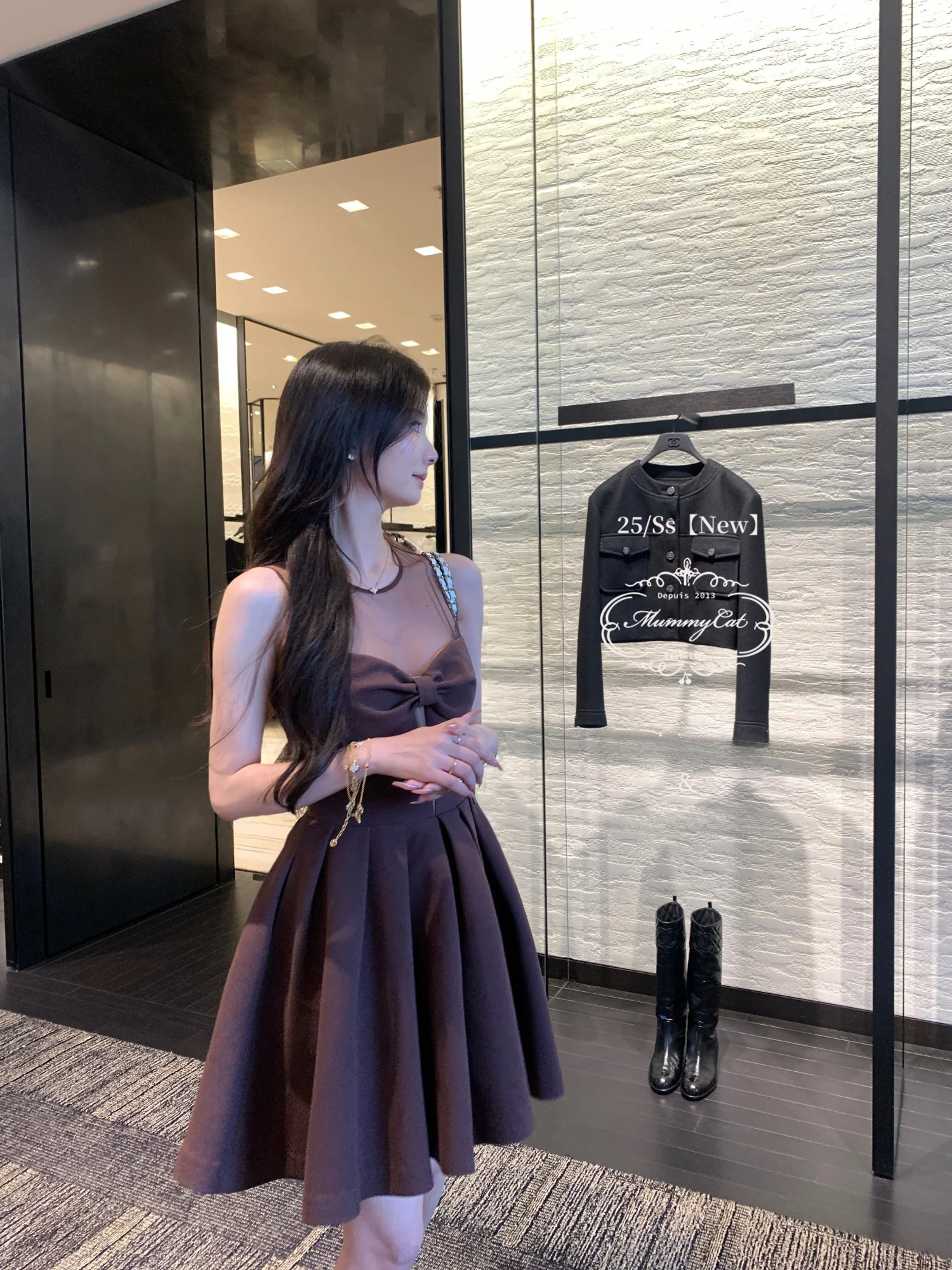 

Мумия Романтический узел Dr Эластичная TR Тяжелые частицы Dr Сладкая юбка трапециевидной формы с высокой талией для свиданий и пар