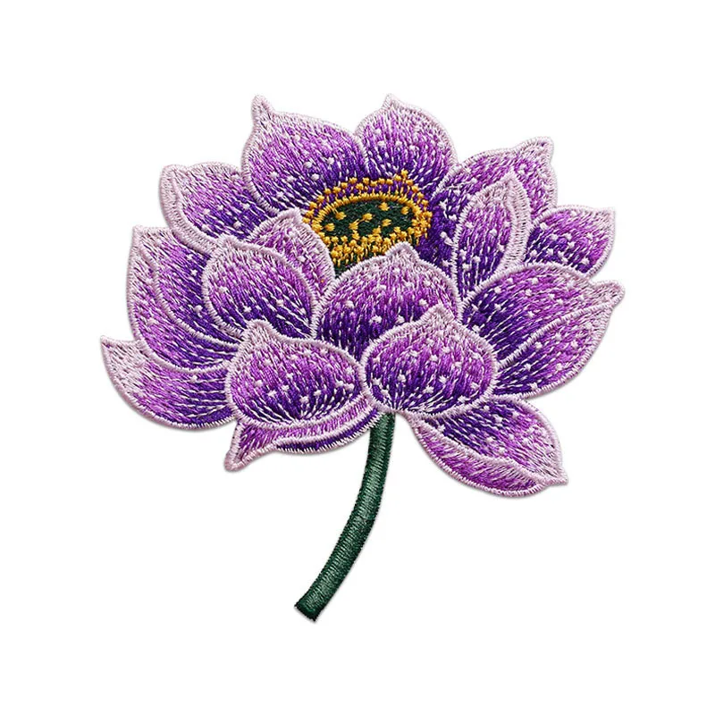 Blooming Lotus Sewing Embroidery Patches for Clothing Applications for Clothes Apparel Accessories Cheap Custom Patch Flowers