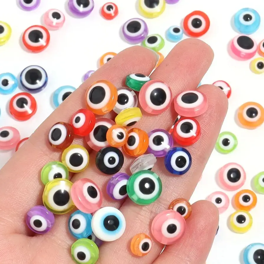 100pcs/Lot 6 8 10mm Colorful Round Eye Beads for Jewelry Making Findings Loose Spacer Resin Beads DIY Bracelet Necklace Wholesal