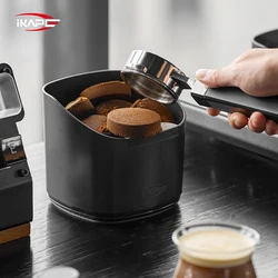 IKAPE V2 Espresso Knock Box for Coffee Grounds,Barista Tool for Better-Black Espresso Machine Coffee Puck Disposal Box