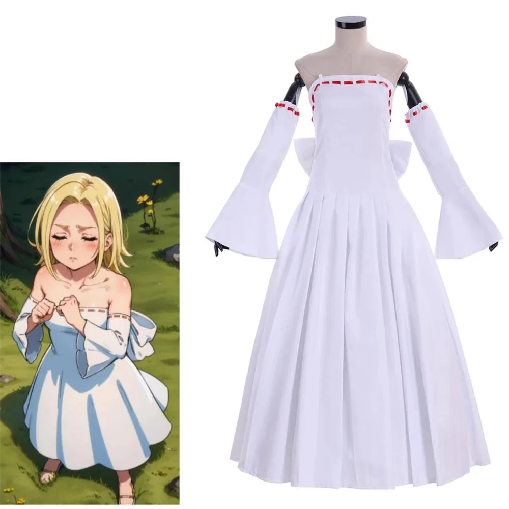 Anime Elaine Cosplay Costume White Dress Bandeau Gown Set For Women Halloween Party Outfit