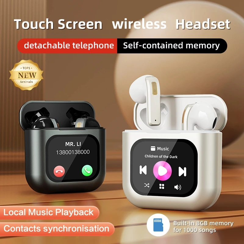 TUDO latest 2024 Summit original touchscreen ENC Wireless TWS headphones with multiple touch modes, 8G memory card