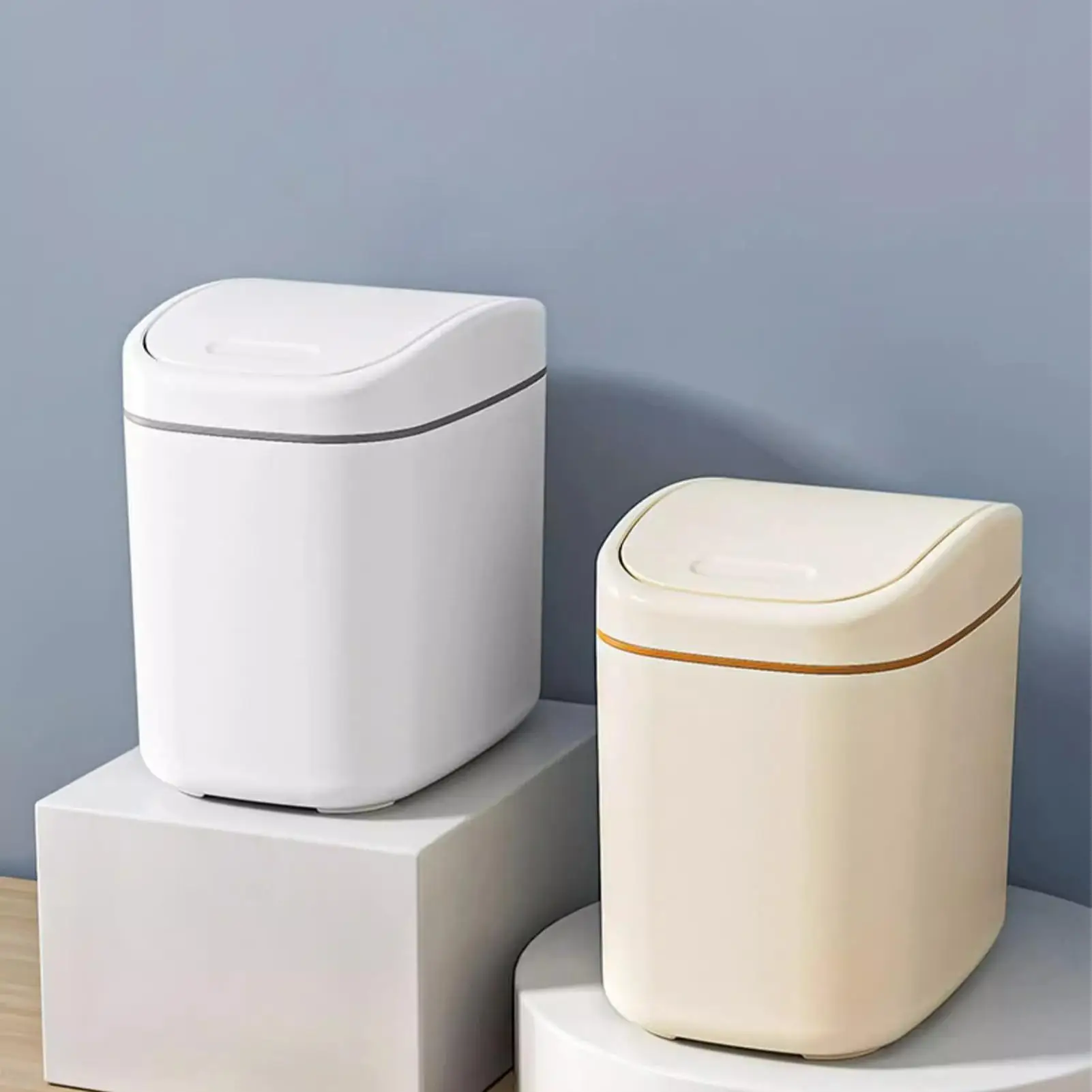 Desktop Trash Can Mini Garbage Can Plastic Dustbin with Shake Cover for Home Office Waste Bins Household Cleaning Storage Box