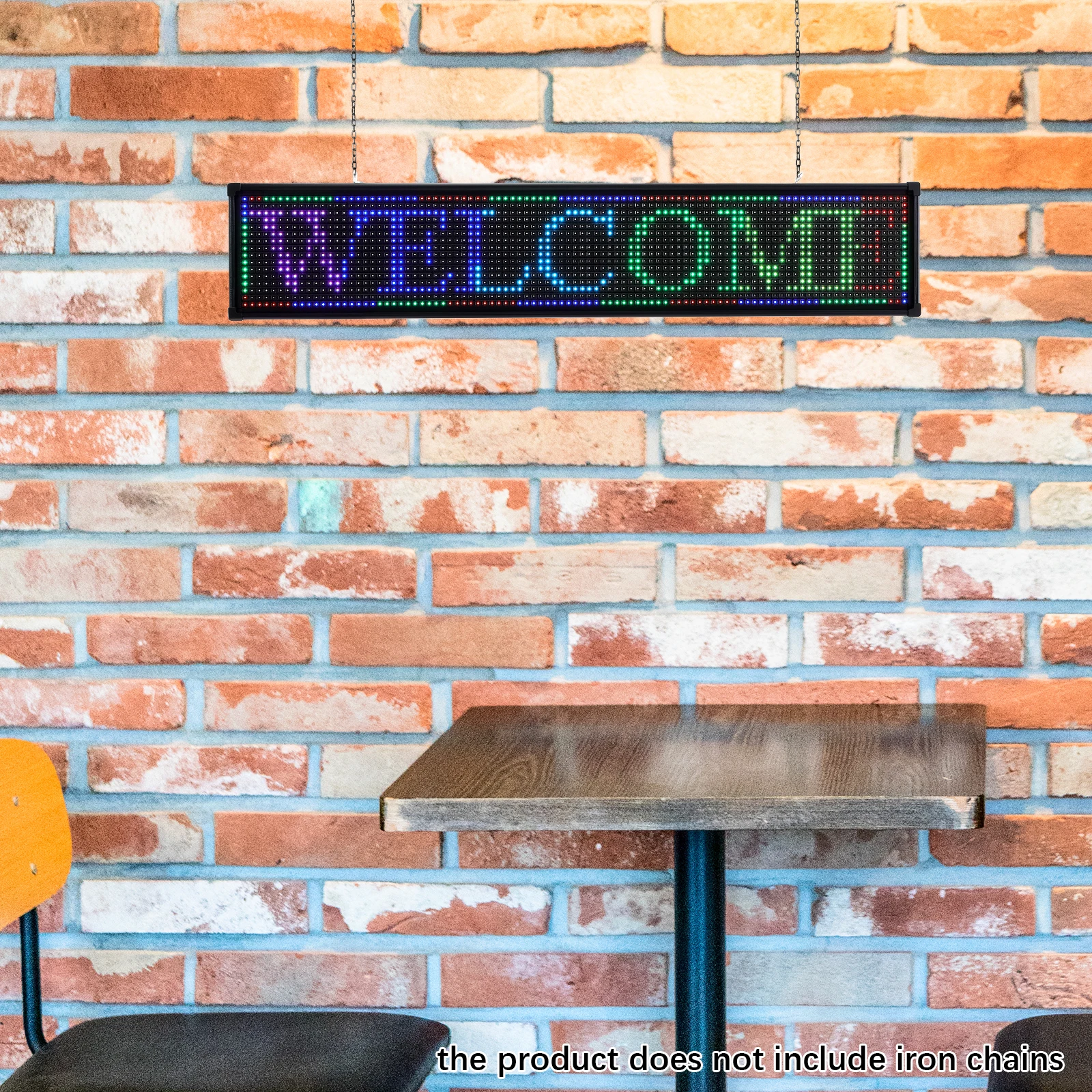 لوحة لافتة تمرير LED صغيرة مقاس 40 × 8 × 2 - شاشة إعلانية رقمية قابلة للبرمجة مع 7 أوضاع ألوان، تأثيرات إضاءة متعددة