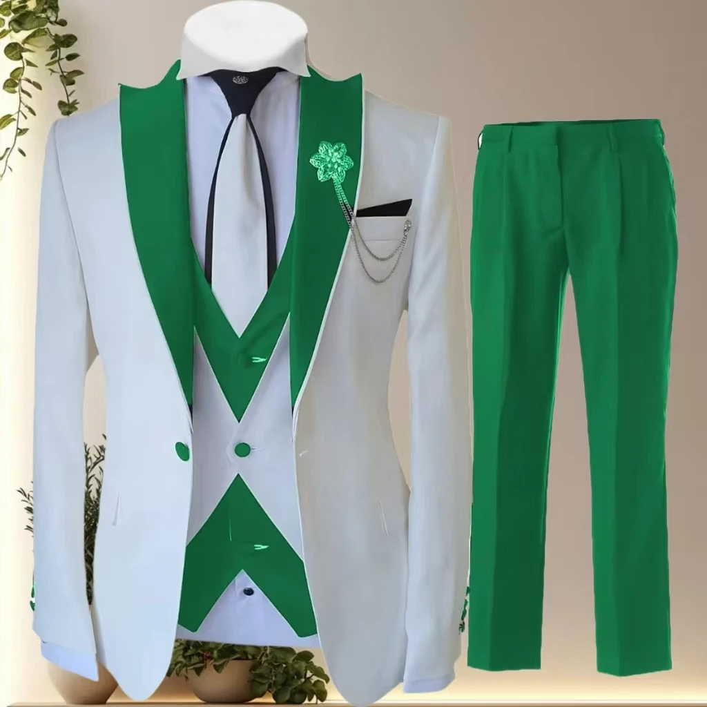 Wedding Suits for Men Elegant Party Dresses Carnivals Men Single-buckle Panelled Vest Circus Costume Graduation Party Mens Suit