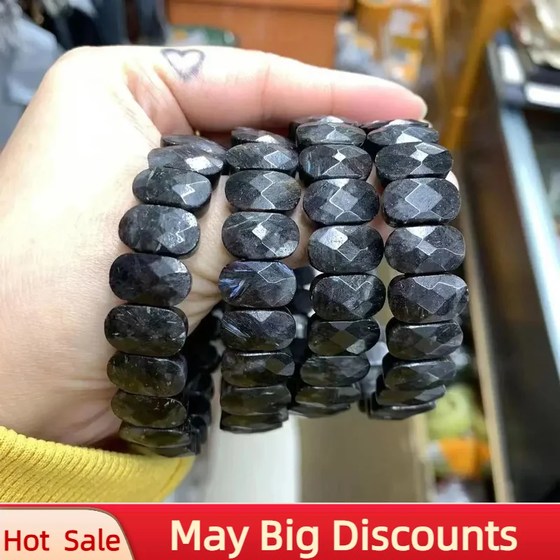 New Astrophyllite Hornblende Arfvedsonite Stone Beads Bracelet Natural Gemstone Jewelry Bangle for Woman for Man Wholesale