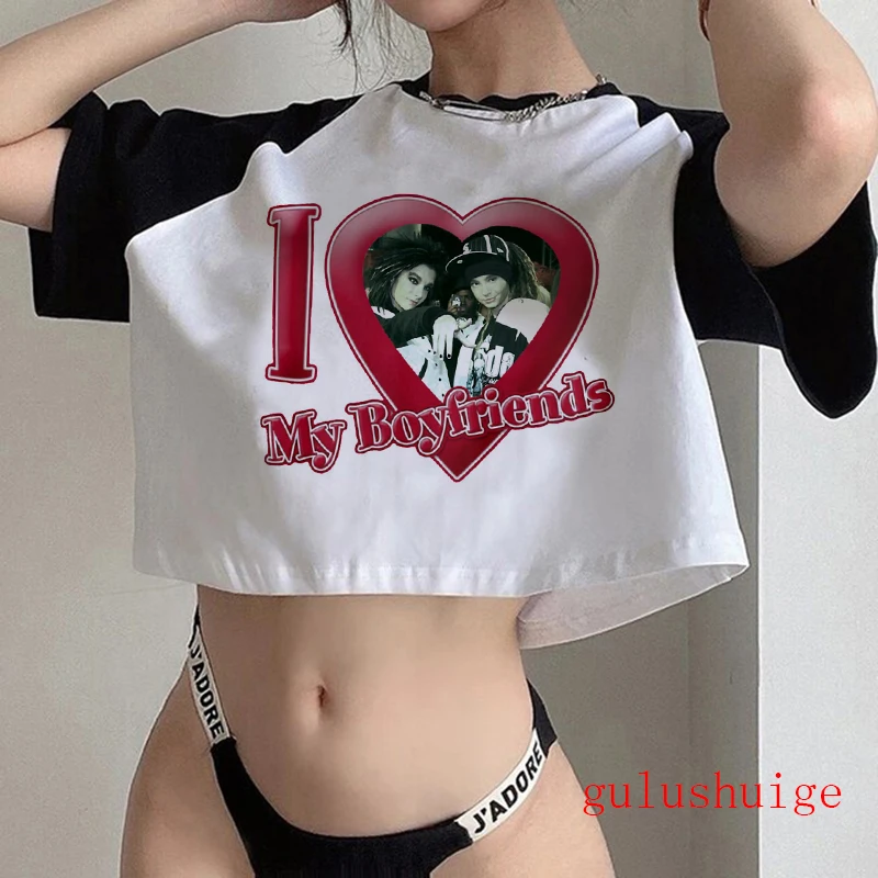 Hip Hop Y2k 2000s Tokio Hotel T-shirt Crop Top T Shirt Fashion Women Cropped Graphic Tshirt Vintage Tees Shirts