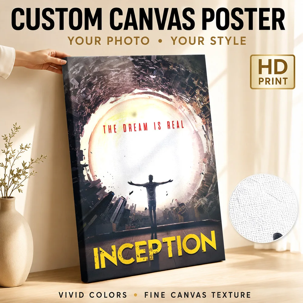 INCEPTION Framed Canvas Poster Customized Photo Vintage Movie Wall Paintings Decoration for Home Theater Bedroom Ready to Hang