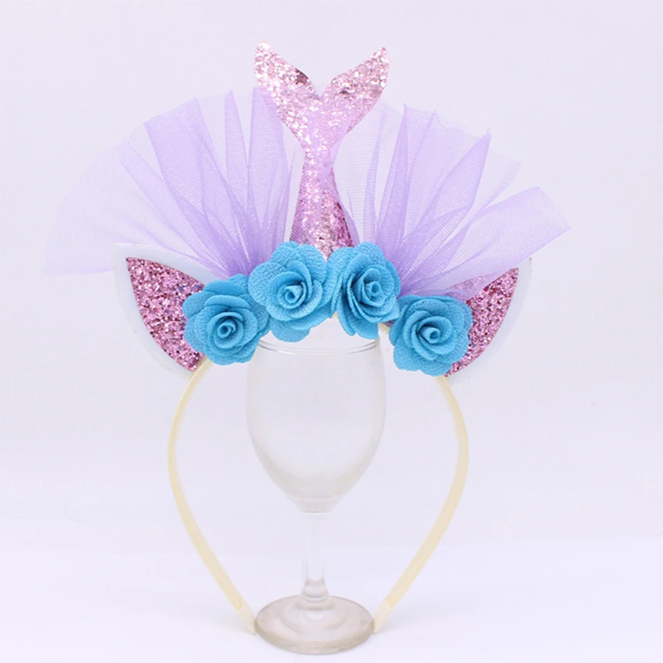 New Children's Headwear Fashion Gold Powder Mermaid Hair Hoop Beach Theme Party Series Hair Accessories Baby Girls Headdress