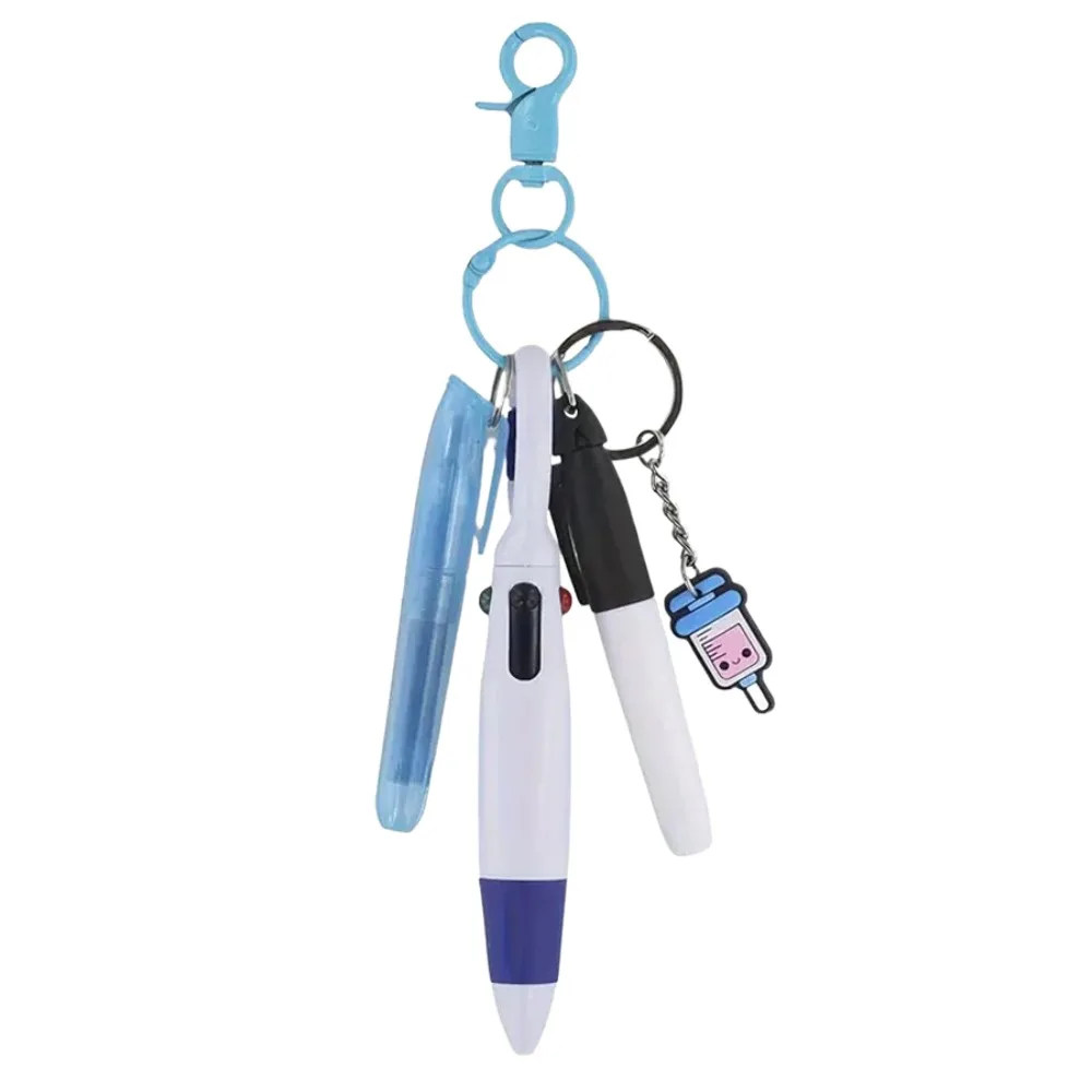 ABS Nurse Pen Keychain Backpack Hanging Highlighter Ballpoint Pen With Keychain 0.5mm Smooth Writing Marker Pendant