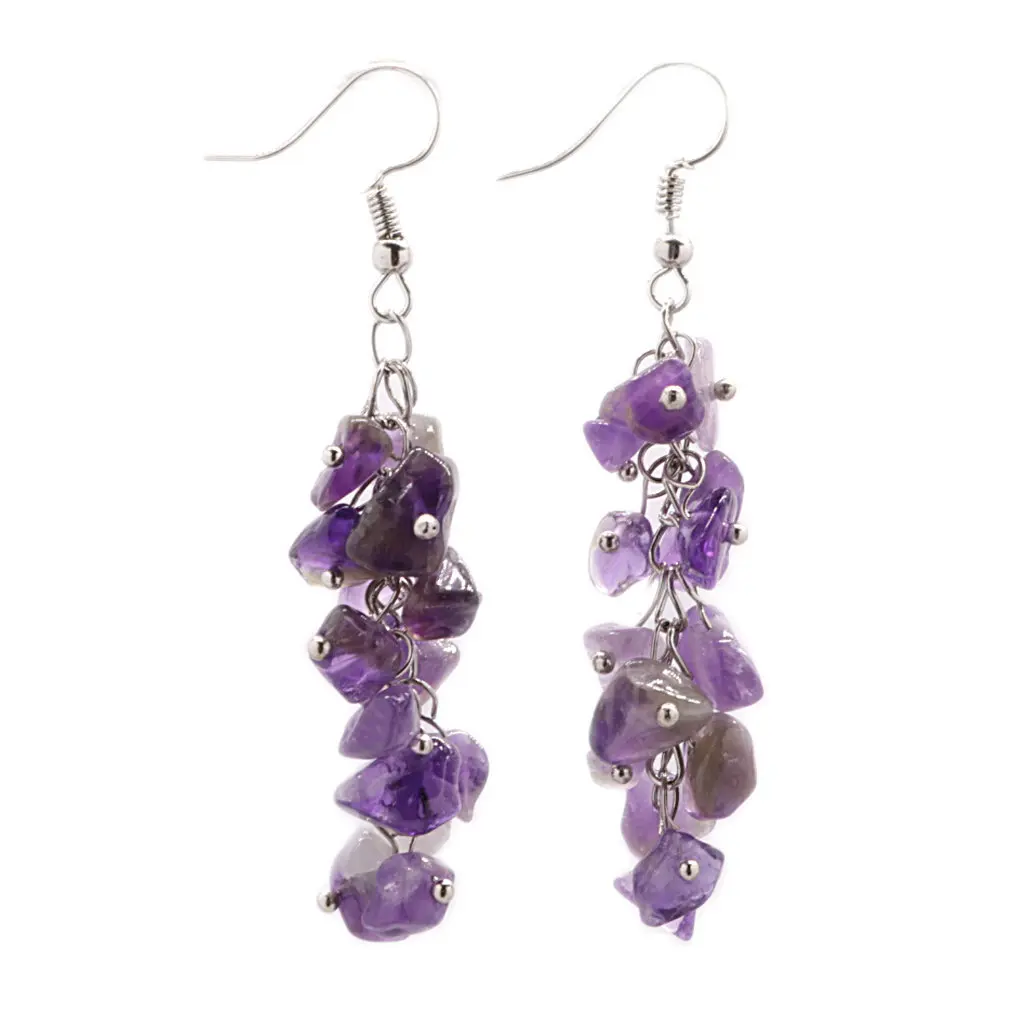 1 pair of crystal irregular crushed stone earrings handmade, various styles of earrings, female alloy ear hooks