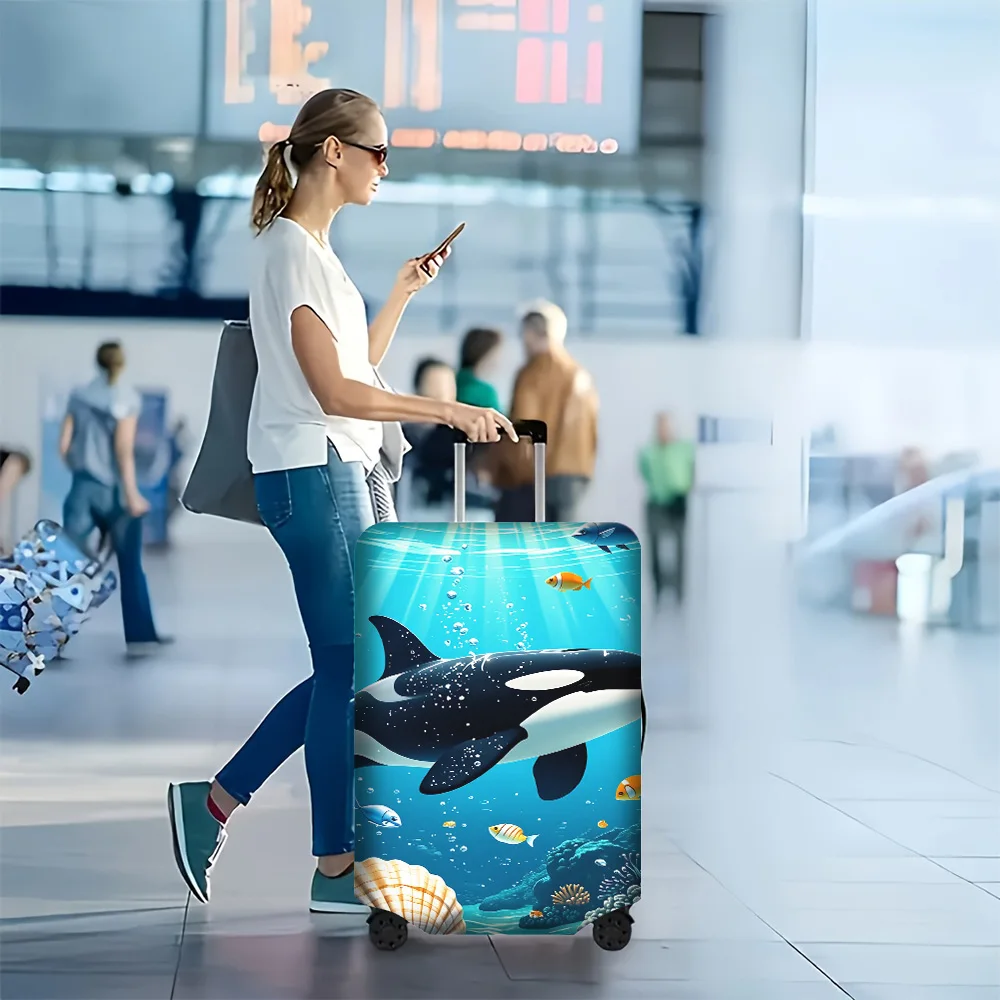 

1-Piece Vibrant Underwater Killer Whale Print luggage cover for 18 – 32-Inch Carrying Cases; Dust and Elastic Travel Accessor