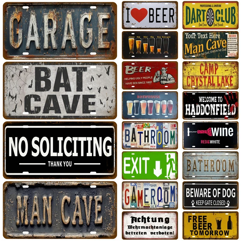 Vintage Metal Plate Tin Sign Retro Wall Art Mural Decorative Poster Aesthetic Room Home Bar Garage Wall Decor Items