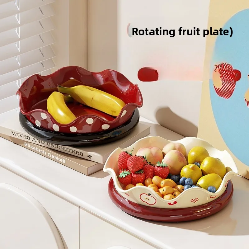 Modern Rotating Snack Tray - 360° Fruit & Appetizer Display, Creative Turntable Tray Artistic Centerpiece for Everyday Style