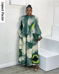 IF 2024 New Miyake Pleated Graffiti Print Sleeved Dress Autumn New Long Sleeved High End Fashion Folded Style Dress