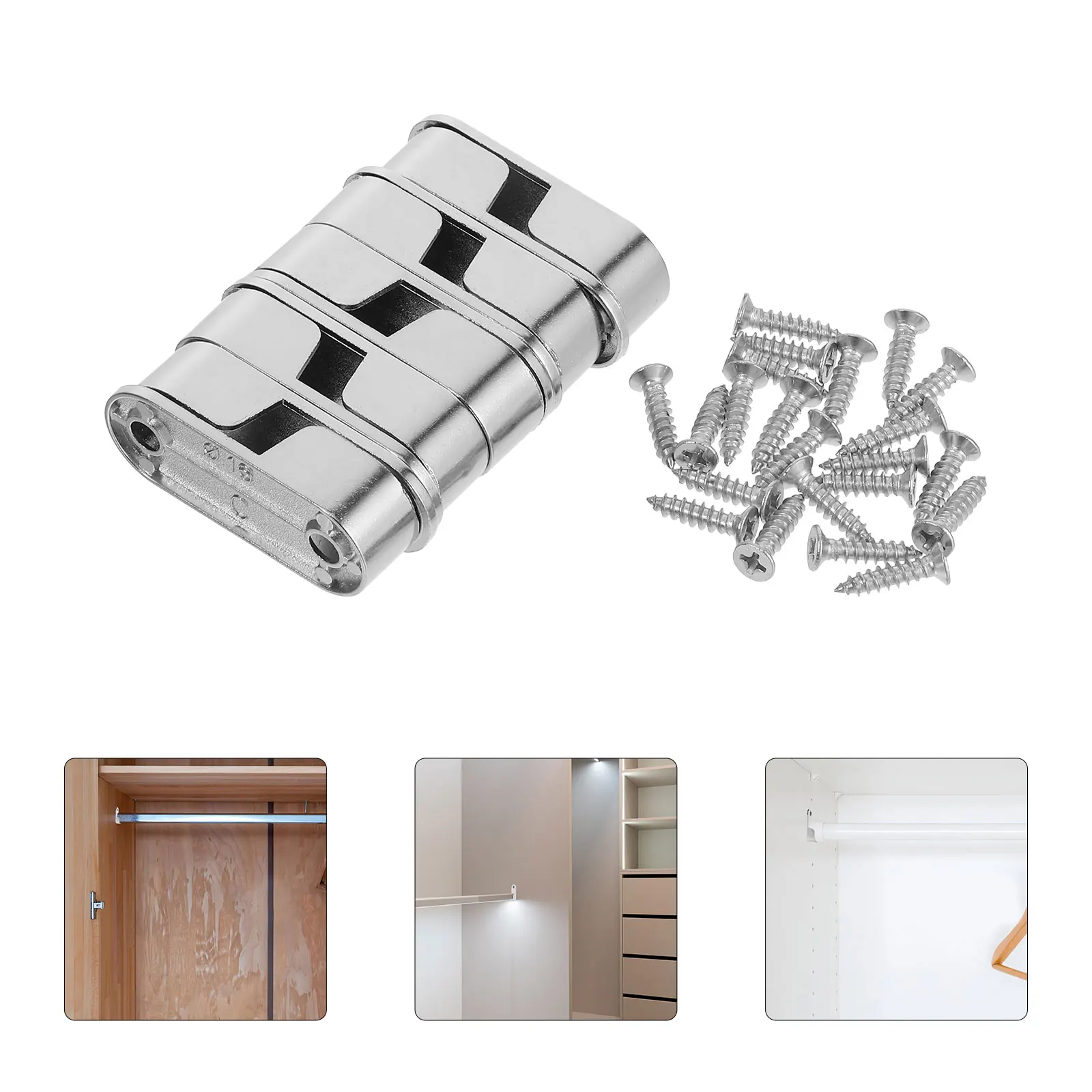 

10pcs Wardrobe Bracket Zinc Alloy Closet Holders Oval Rod End Supports Heavy Duty Closet Rod Support Dual Hole Screws