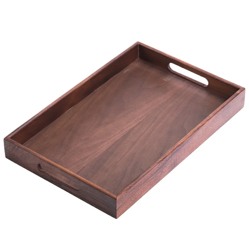 For Multifunctional Refreshment Baking Tray, Walnut Tray, Tea Set Rectangular Household Storage Wooden Beautiful