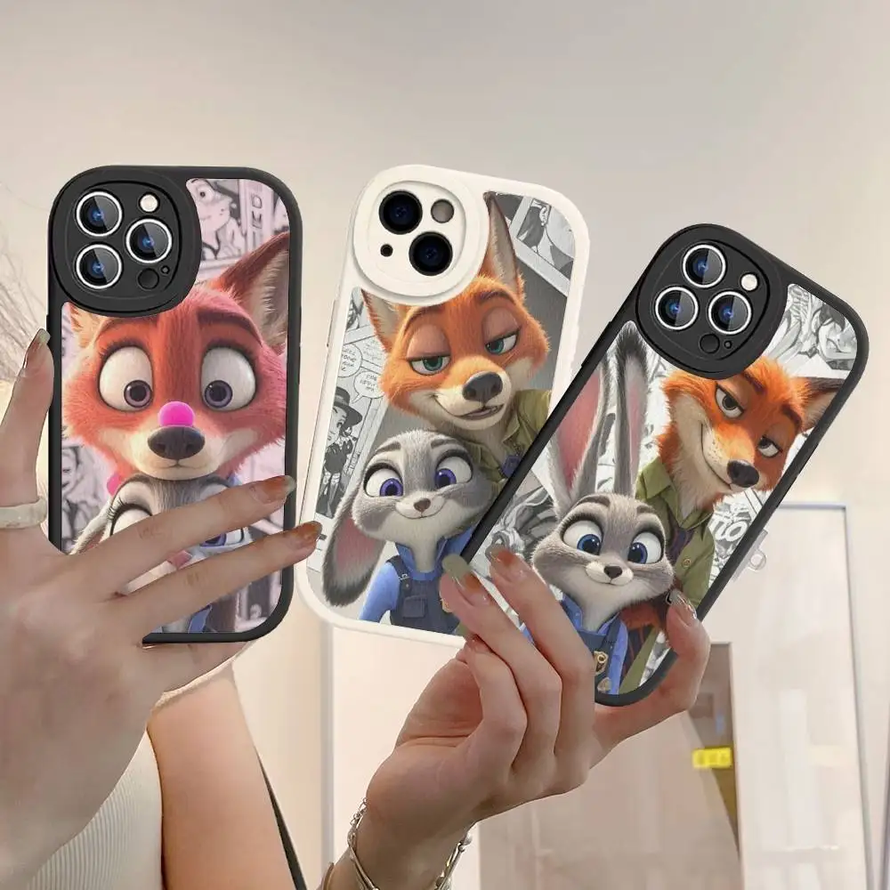 حافظة هاتف Zootopia Nick Judy من الجلد الصلب لهاتف iPhone 16 15 14 13 12 Mini 11 14 Pro Max Xs X Xr 7 8 Plus Fundas