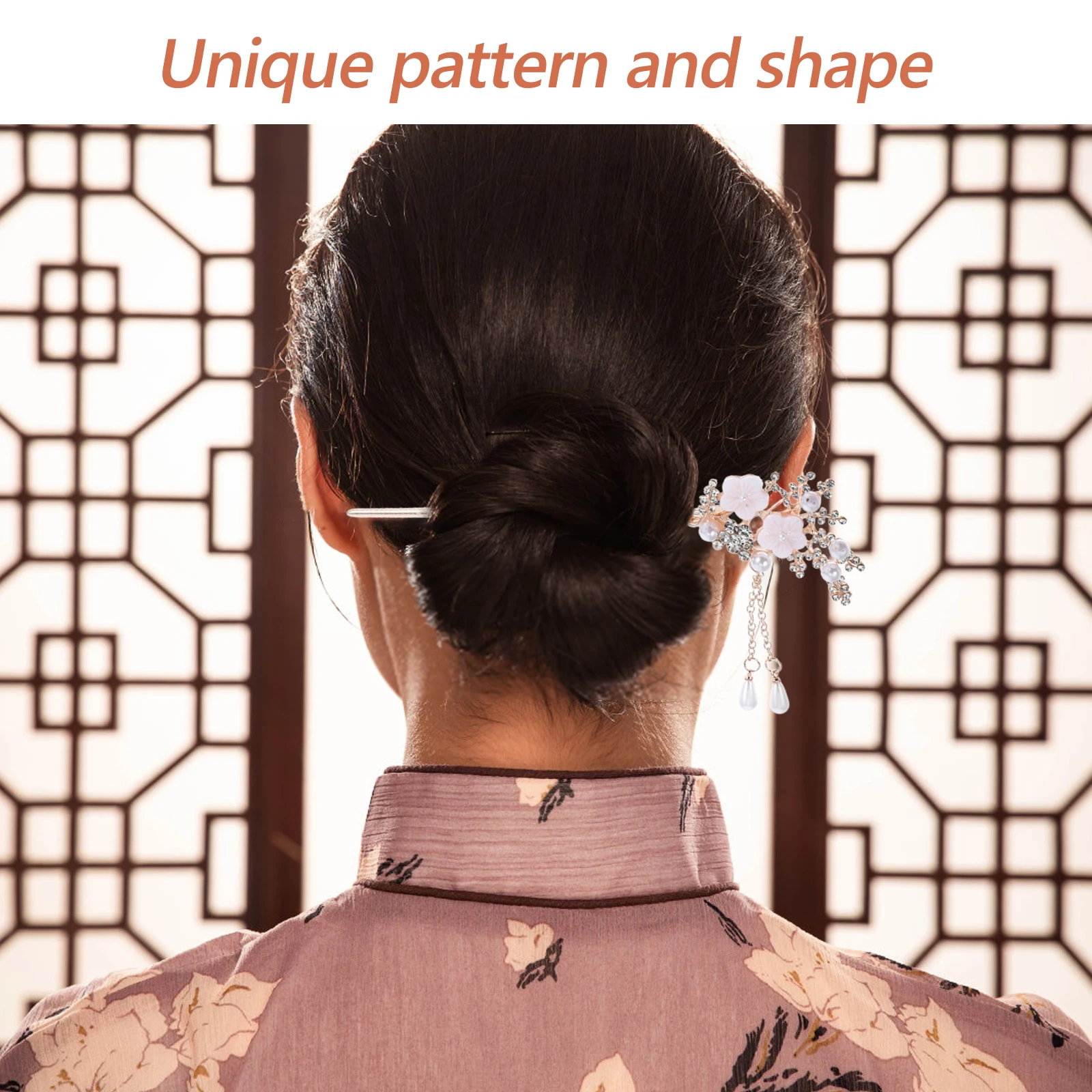

2pcs Vintage Accessories Retro Flower Hair Sticks Rose Gold Tassel Hairpin for Buns Bridal Party Photoshoot National Style Hair
