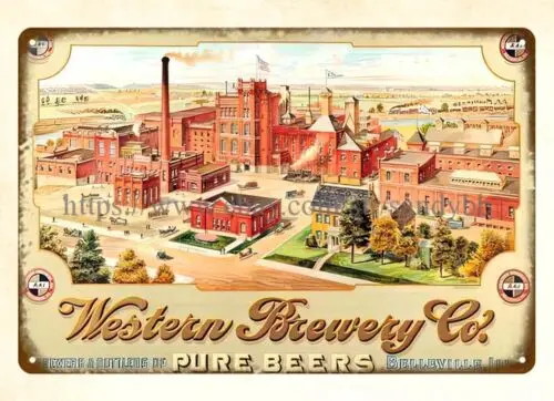 Western Brewery Company Building metal tin sign wall art garage bar sign