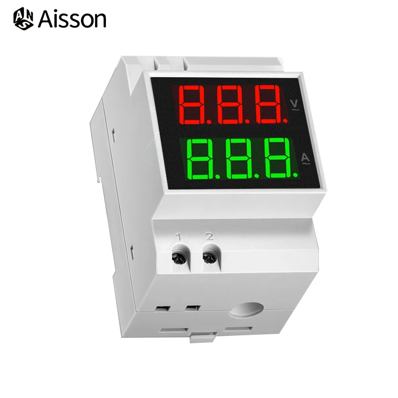 D52-2042 AC Voltmeter Ammeter Digital LED Display AC80-300V 220V 0-99.9A Voltammeter Electric Current Meter Din Rail