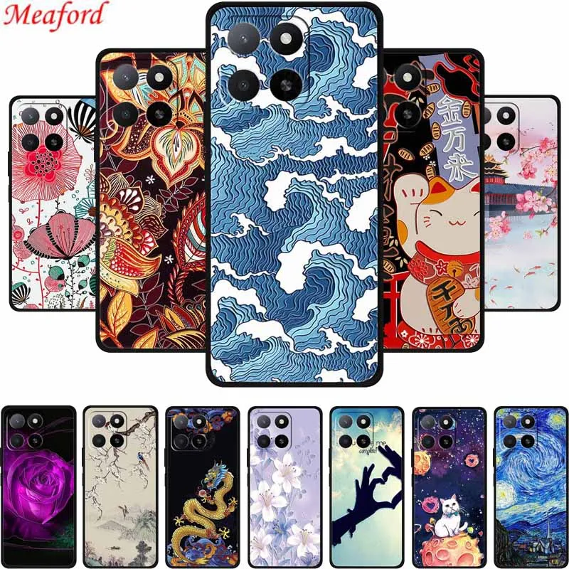 For Honor X5b Plus Case 3D Emboss Black Silicone Soft Back Cover Case For Honor X7c 200 Smart X6b X8b X6a X8a 70 lite Phone Case