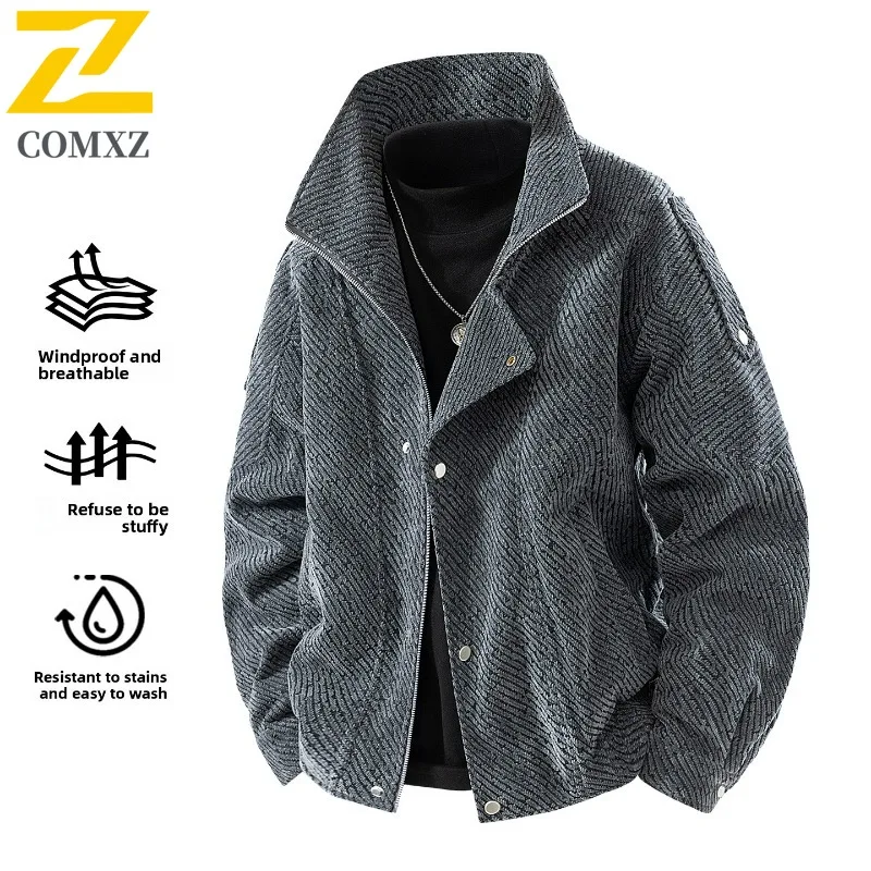 سترة واقية للرجال من COMXZ سترة هونج كونج بياقة واقفة كاجوال للمشي العصرية والسفر والسباق معطف يومي عالي الجودة
