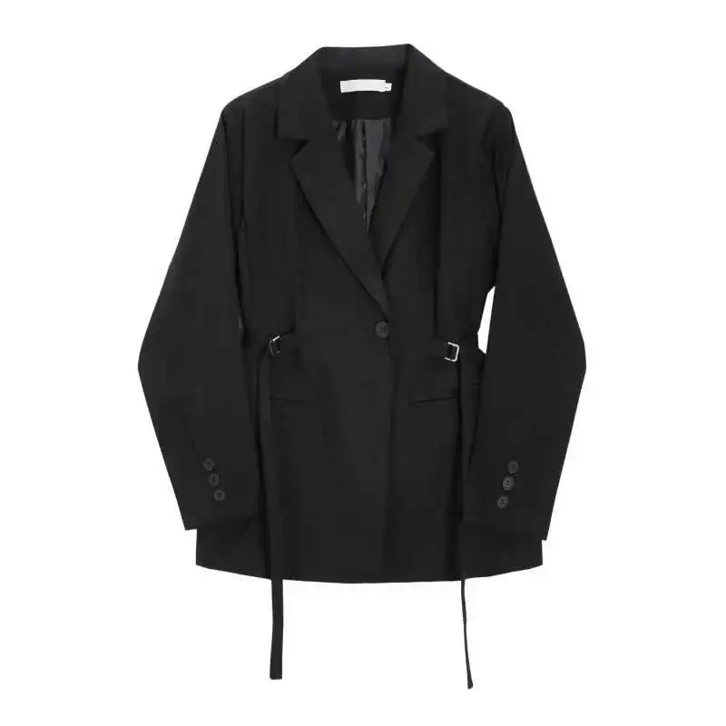 YYAHAHAS Belt Spliced Design Blazer Women Vintage Notched Collar Single Button Coat Fashion 2026 Spring New Clothing