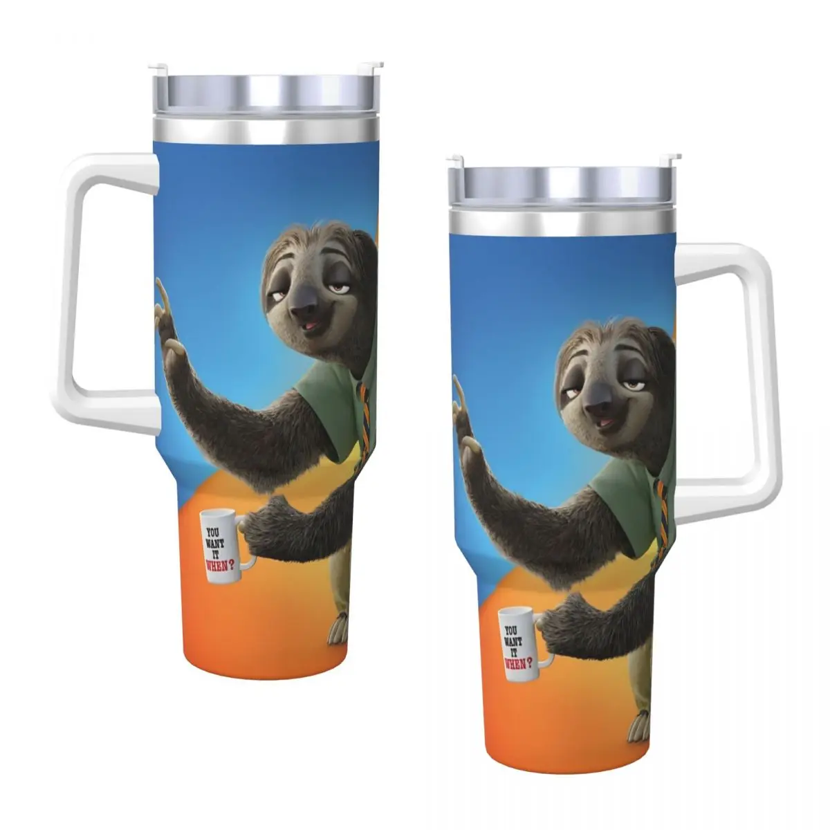 Anime Zootopia Cartoon Stainless Steel Tumbler Camping Thermal Mug With Straws and Lid Large Car Mugs Cold Drink Water Bottle