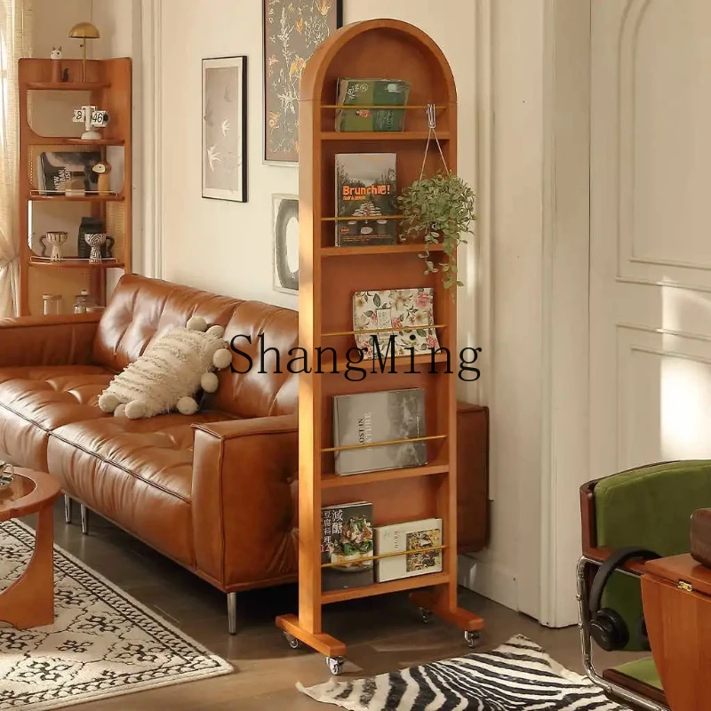 

ZYY full body push-pull invisible magazine rack mirror floor universal wheel rotating rack rotating full-length mirror