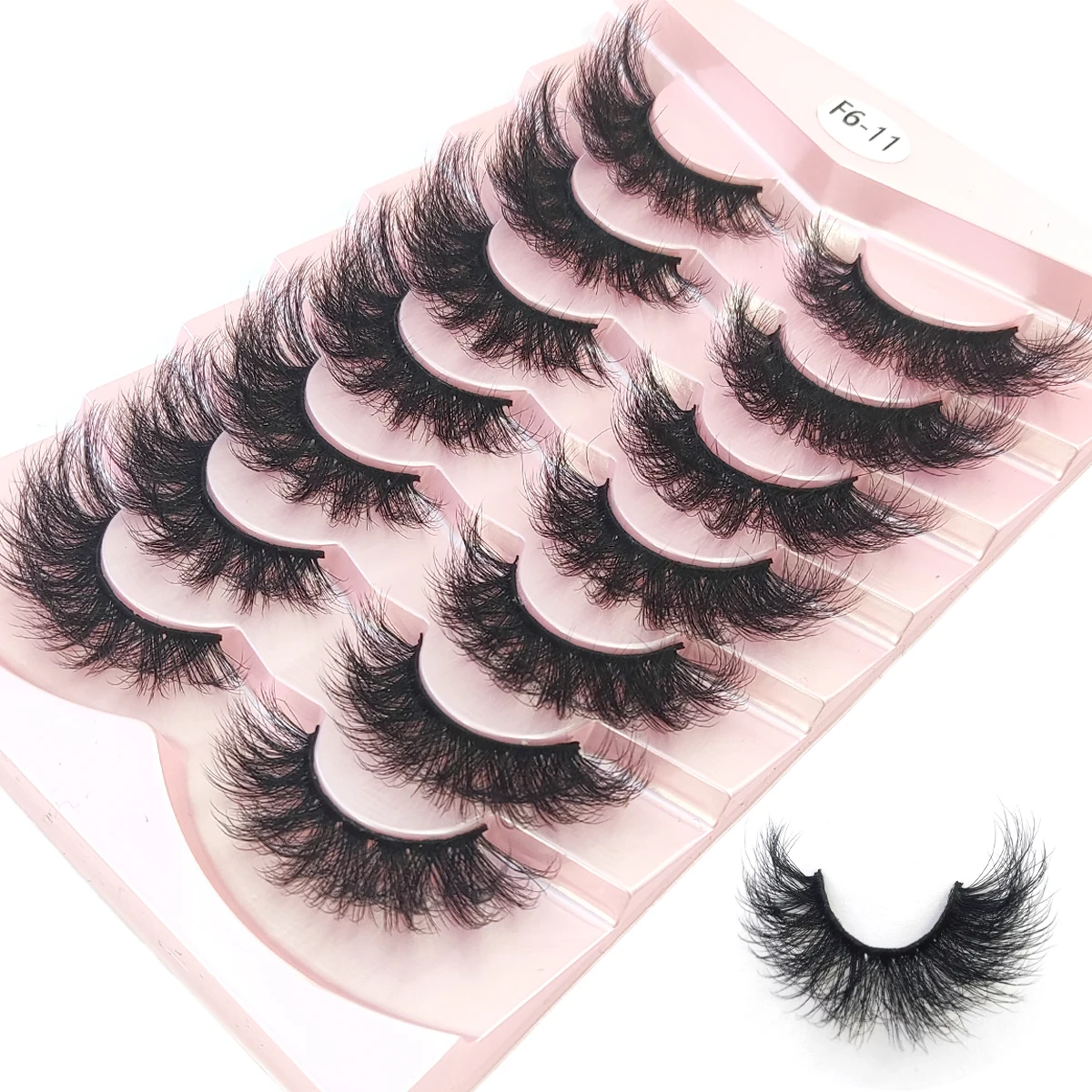 HBZGTLAD 3D人工ミンクつけまつげ7ペア、乱雑な髪の毛の厚くて長いミンクつけまつげ、メイクアップつけまつげ