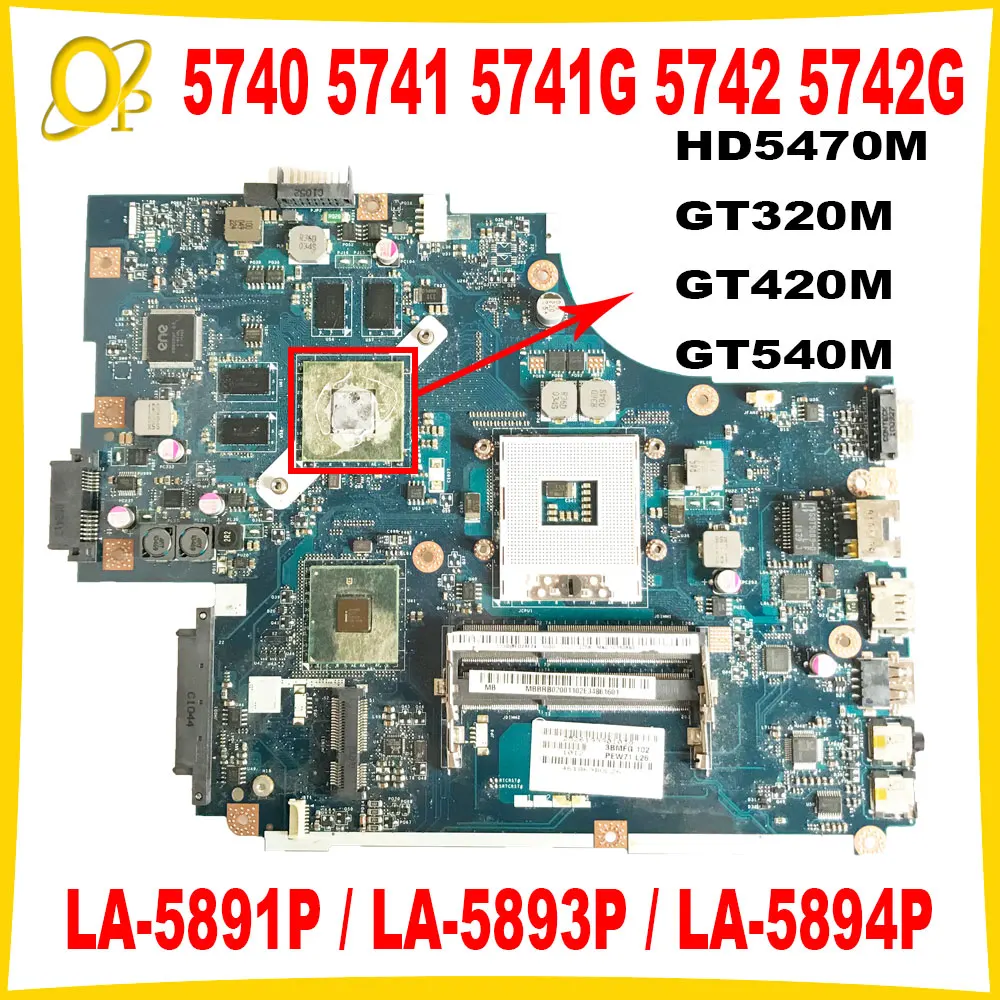 

LA-5891P LA-5893P LA-5894P для Acer Aspire 5740 5741 5741G 5742 5742G материнская плата ноутбука HD5470M GT320M GT420M GT540M графический процессор DDR3