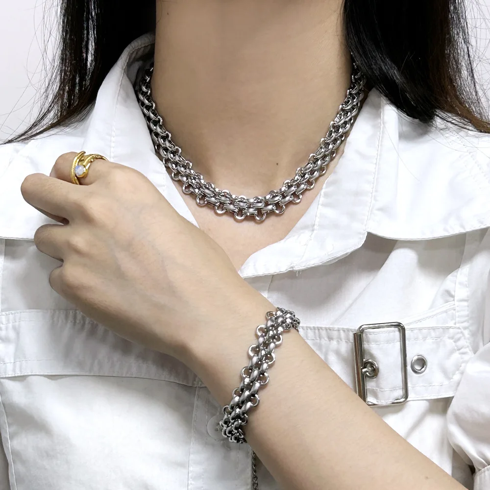 DIY accessories Cantonese decoration European and American exaggerated light luxury titanium steel heavy industry handmade neckl