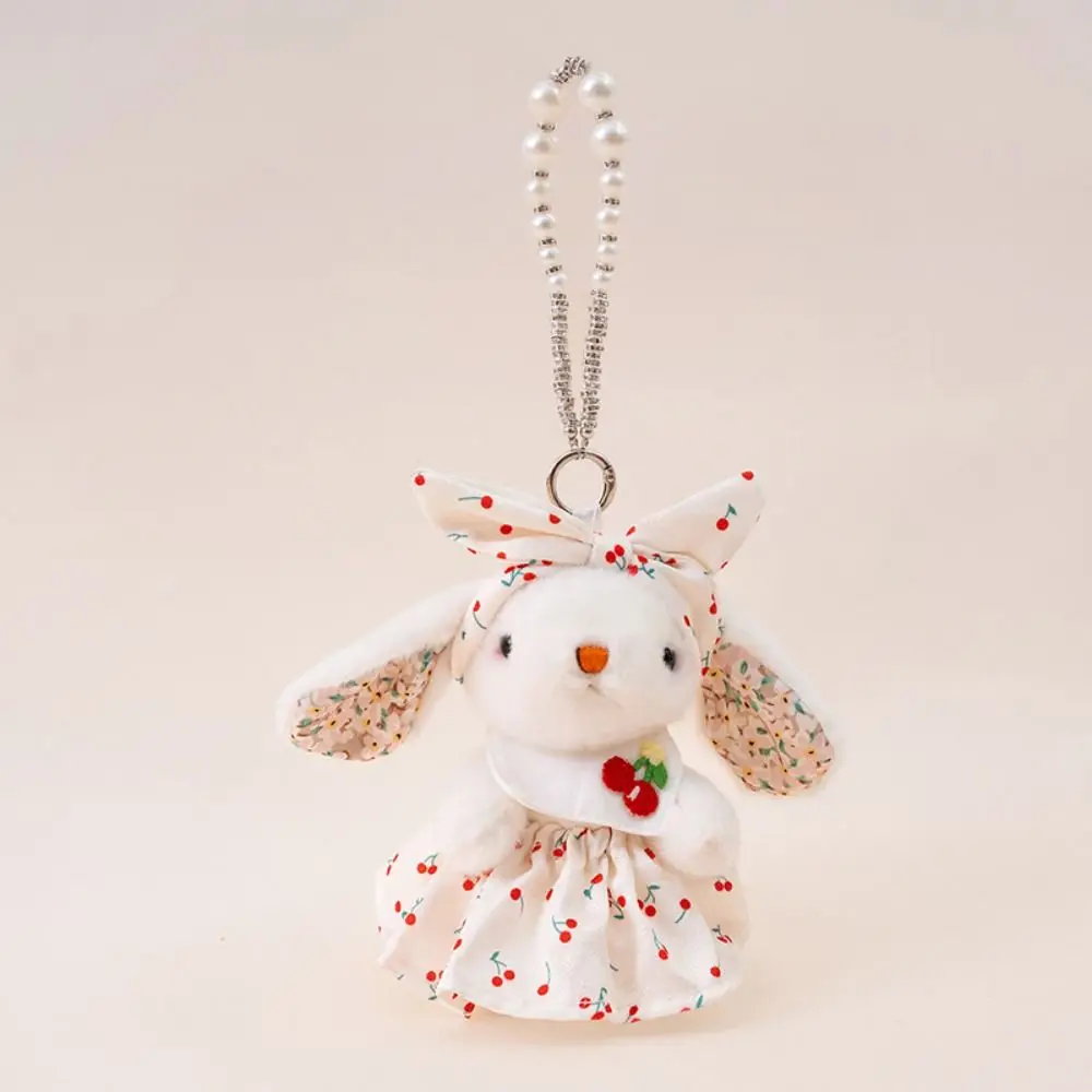 토끼 인형 플러시 토끼 키체인 플러시 봉제 리본 드롭 이어 토끼 펜던트 만화 귀여운 가방 걸이 펜던트 선물