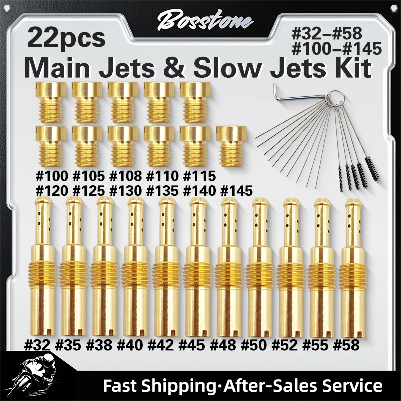 22PCS Carburetor Jet Kit 11 Main and 11 Slow Jets for PWK Honda Yamaha Carburetors Keihin OKO CVK PWM