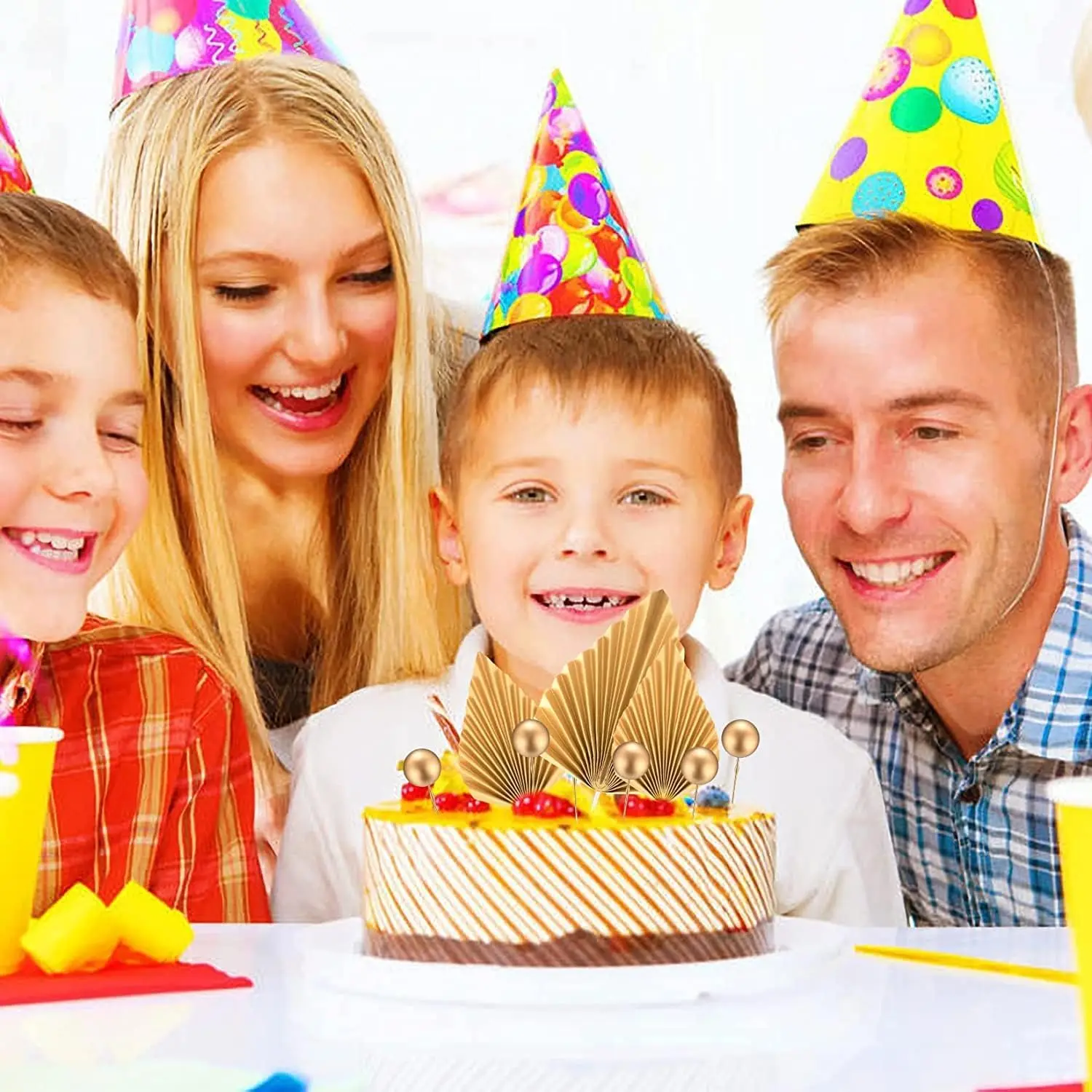 كرات ذهبية من القبعات العالية للكعك ، أوراق النخيل ، ديكورات ، ديكورات لأعياد الميلاد ، استحمام الطفل ، ديكور حفل الزفاف ، 28 بوصة