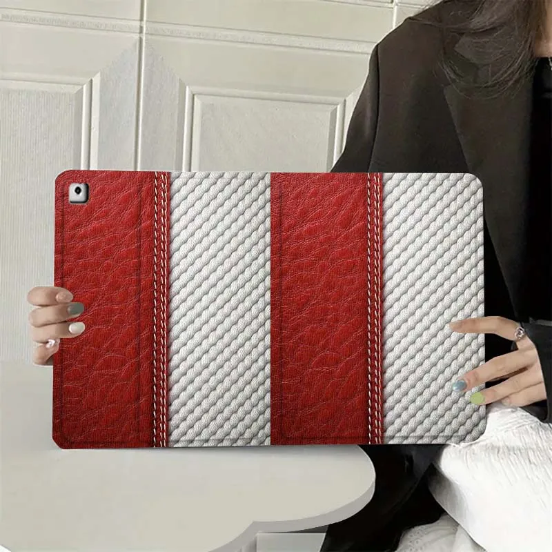 

Red White Stitch Texture For iPad Pro Air 5th 6th 7th 13 M3 M4 M5 12.9 13.3 inch 2018 2022 2024 2025 Tablet Case