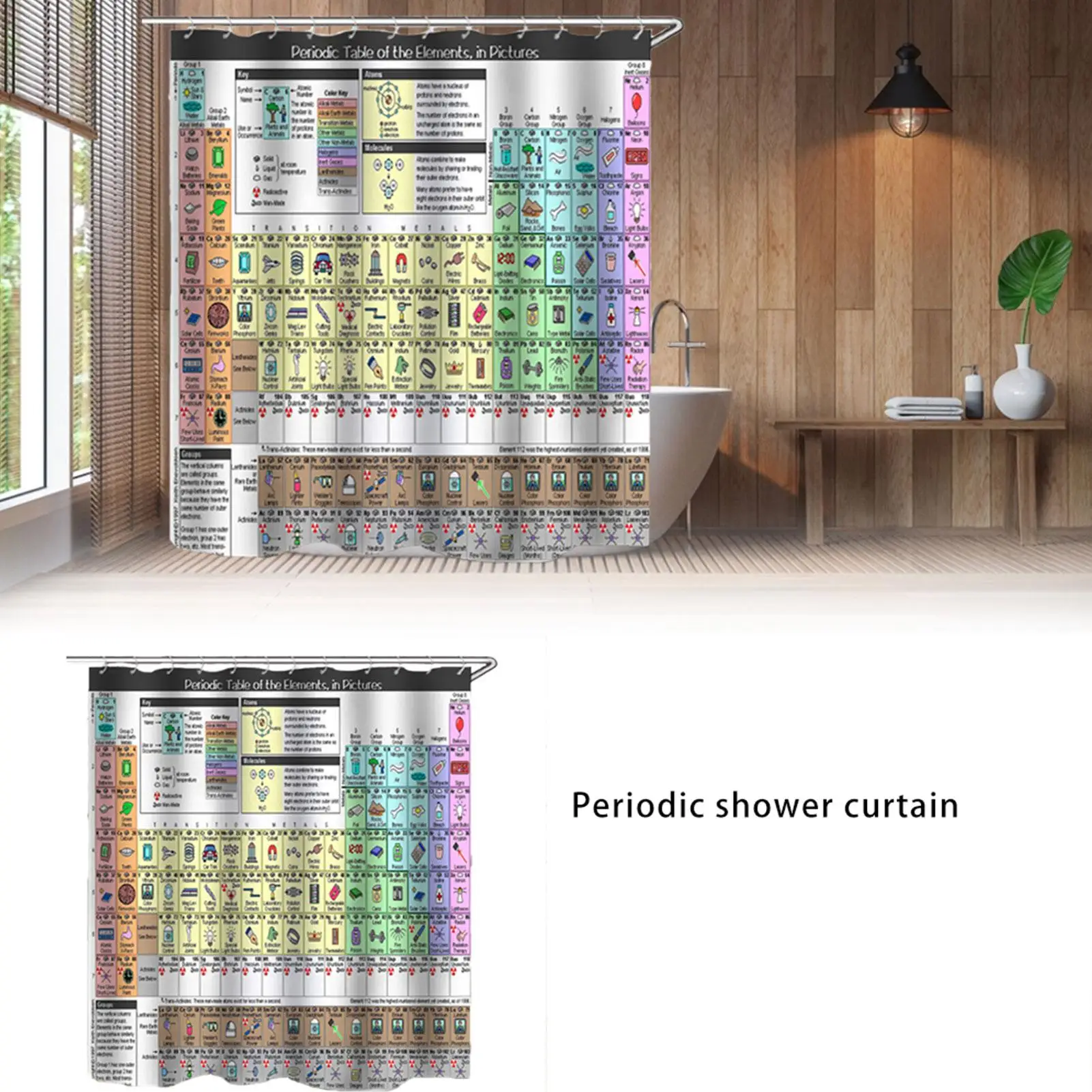 Periodic Table Of Elements Shower Curtain 3D Digital Printing Polyester Waterproof Curtain For Bathroom Decoration